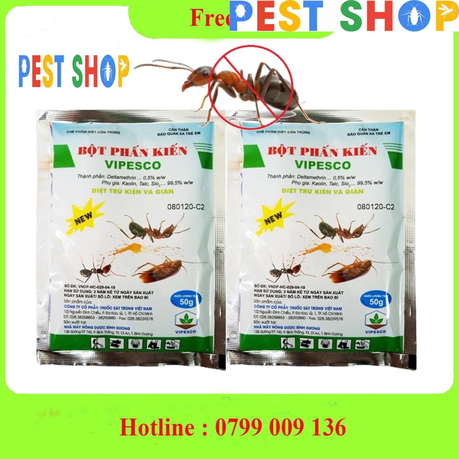Bột phấn kiến & gián Vipesco