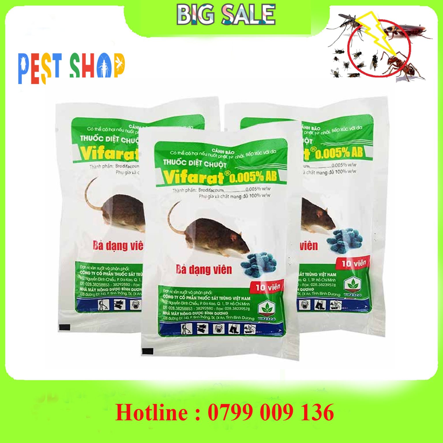 Thuốc diệt chuột Vifarat 0.005% AB