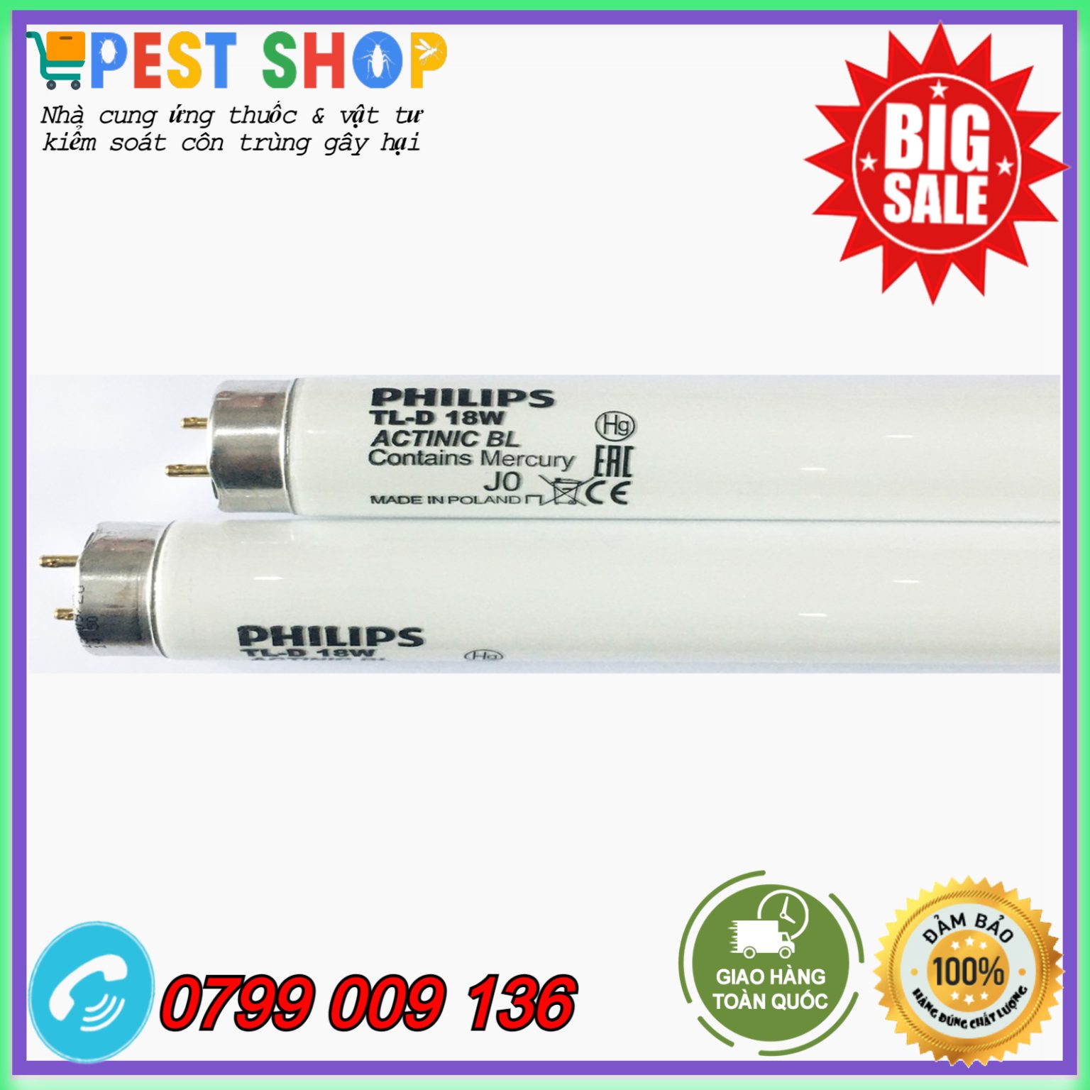 Bóng đèn diệt côn trùng Phillips 18w - 60cm