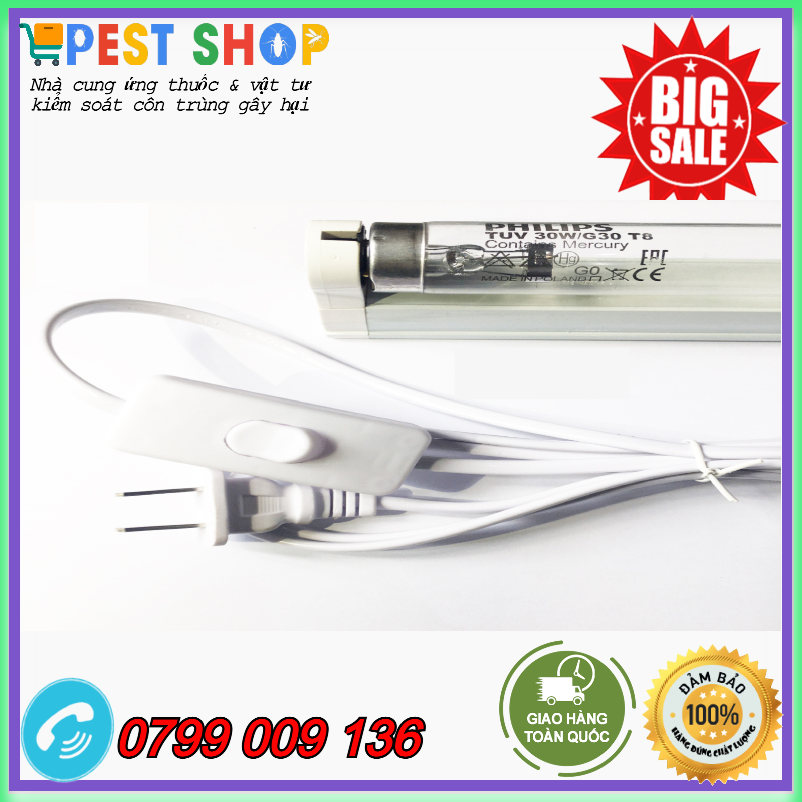 Bóng diệt khuẩn Philips 30w / Bóng đèn diệt khuẩn không khí 30w
