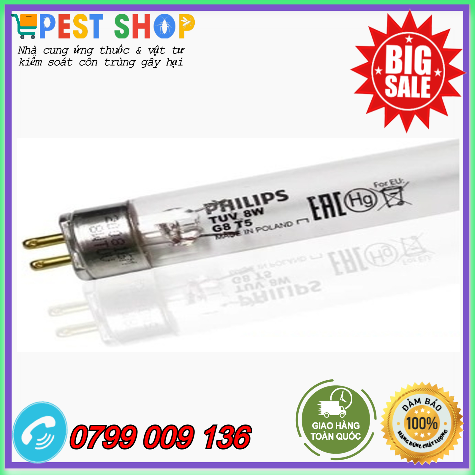 Bóng diệt khuẩn Philips 8w